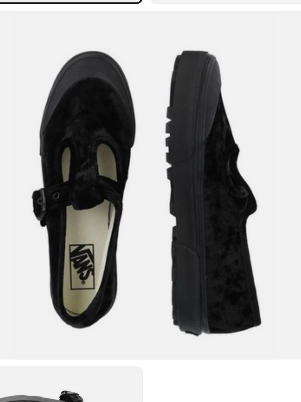 Vans Black Velvet Mary Jane Platform Flats